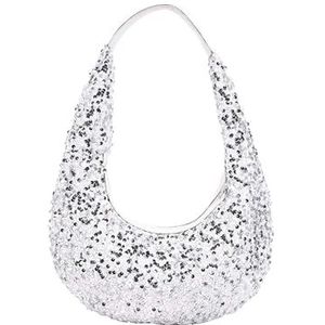 Vrouwen Strass Koppeling Knoop Handvat Glitter Diamant Diner Tas Strass Bling Vrouwen Avondtas Sparkle Crystal Bruiloft Top-Handvat Tas, Wit, Eén maat