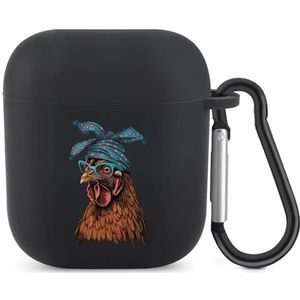 Leuke Kip Met Bandana Hoofdband Leuke Case Voor AirPods 2&1 Schokbestendige Beschermende Hoofdtelefoon Gevallen Cover Met Sleutelhanger Voor Mannen Vrouwen