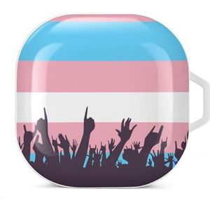 Transgender Pride vlag met handen oordopjes hoesje compatibel met Samsung hard shell beschermhoes wit stijl