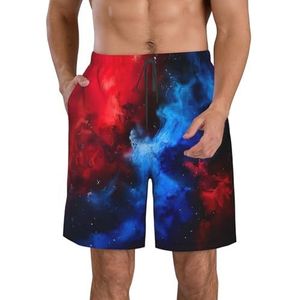 MGGAklp Rood Blauw Galaxy Print Casual Shorts Elastische Taille Trekkoord Lichtgewicht Outdoor Zomer Strand Shorts, Wit, S