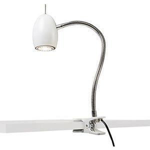 QAZQA - Modern Design klemspot wit met flexarm - Egg | Woonkamer | Slaapkamer | Keuken | Nachtkastlamp - Metaal Rond - GU10 Geschikt voor LED - Max. 1 x 50 Watt