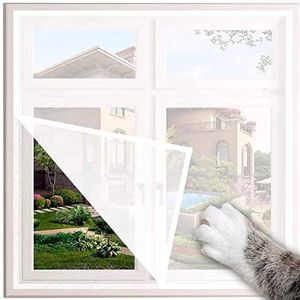 Xpnit Kattenraambescherming, raamgaas voor katten veiligheidsnet, anti-kras raambescherming kat balkonnetten vliegscherm klamboe (60 x 100 cm, wit-wit gaas)