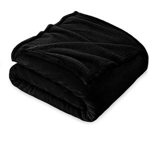 Fleece Deken, Deken Sofa 130 x 160 cm, Kinderflanel Bed Deken, Super Zacht - Zwart