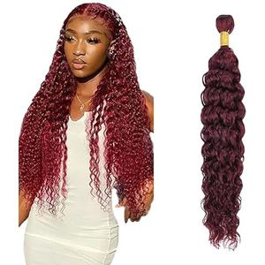 Salharer Water Wave Human Hair Bundles Single Extensions Machine Double Wefts Unprocessed Remy Weave Burgundy Color for Woman 26 Inch
