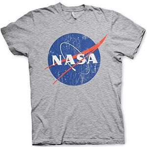 Officieel gelicenseerd NASA Washed Insignia Mannen T-shirt (Heather-Grijs), XX-Large
