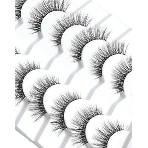 Dramatische lange dikke faux nerts wimpers pack pluizige 3D volume oog nep wimpers 7 paar volledige gekruiste grote wimpers pack DJ-31