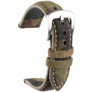 Jeniko Suède Lederen Horlogeband 18mm 19mm 20mm 22mm Band Vintage Handgemaakte Horlogeband Grijs Bruin Vervangende Riemen For Horlogeaccessoires (Color : Camouflage, Size : 18mm)