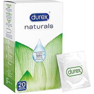 Durex Naturals - condooms van natuurlijke ingrediënten, natuurlijk rubberlatex met glijgelcoating op waterbasis, 20 stuks