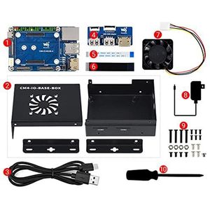 CM4-IO-BASE-BOX-A + USB HDMI-adapter, voor Raspberry Pi Compute Module 4 Helpen Bouw CM4 Mini PC Gemakkelijk