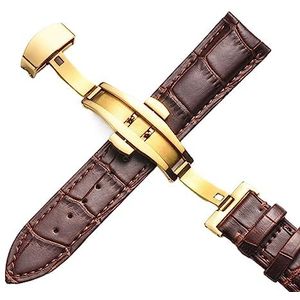 Jeniko Lederen Horlogeband Rose Goud Vlinder Gesp Horloge Band Croco Graan Armband Compatibel Met Horlogebandje 16 18 19 20 21 22 Mm Cinta(Gold,21mm)