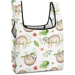 Cartoon Baby Luiaard Boodschappentassen Opvouwbare Tote Bag Boodschappentassen Reizen Opbergtas Pouch Met Handgrepen