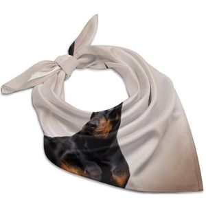 Doberman Portret dames vierkante zijden gevoel sjaal halsdoek bandana hoofdsjaals zonnebrandcrème sjaal wrap 63,5 cm x 63,5 cm