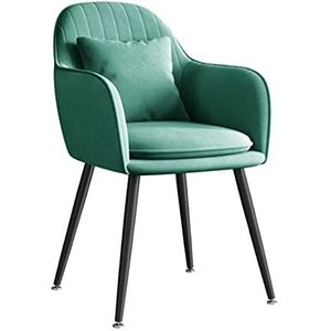 GEIRONV 1 stks fluwelen keukenstoel, for woonkamer slaapkamer appartement make-up stoel met kussen zwarte metalen benen eetkamerstoel Eetstoelen (Color : Green)