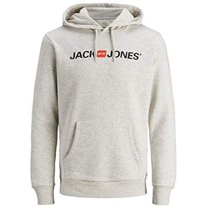 JACK & JONES Herentrui met capuchon en logo, wit melange., XL
