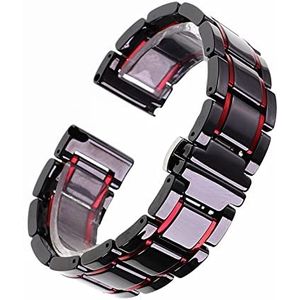 14 15 16 17 18 19 20 21 22 23 24 mm Luxe Universele Keramische Band Wit Zwart Rose Gold Heren Dames Horlogeband Bracelet Belt (Color : Black and red, Size : 14mm)