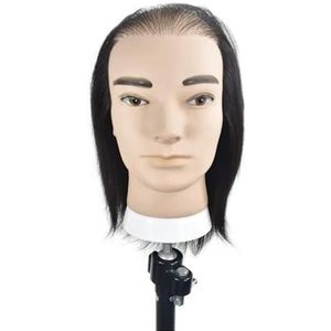 Echt mensenhaar 8 inch zwart hoofd for mannen, nep kaal, haarreparatie, transplantatie poppenhoofd, kapperspraktijk(11KB-06)