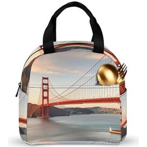 Geïsoleerde lunchtas vrouwen mannen herbruikbare lunchbox Golden Gate Bridge Lunch Tote Tassen Lekvrije Lunch Koeltas Draagbare Volwassen Lunch Container voor Reizen Picknick Kantoor