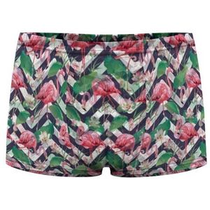 Flamingo Vogel en Tropische Bloemen Heren Boxer Slips Sexy Shorts Mesh Boxers Ondergoed Ademend Onderbroek Thong