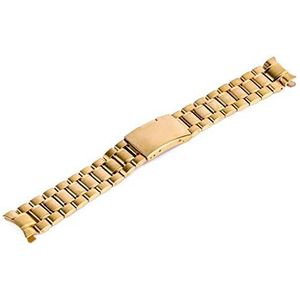 horlogebandje Horlogeband 18/20/22/24mm gebogen uiteinde horlogeband unisex roestvrij staal metalen horlogeband dubbele vouwsluiting armband ##11 (kleur: zwart, maat: 20 mm) (Color : Gold_24mm)