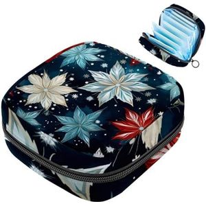 MUOOUM Kerst Sneeuwvlok Patroon Maandverband Opbergtas Menstruatie Pad Tas Draagbare Menstruatie Cup Pouch met Rits voor Tiener Meisjes Vrouwen Dames