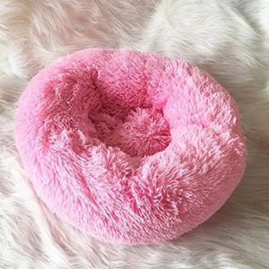 Huisdier Bed,Hond Kat Sofa Pads Pluche Donut House Ronde Warm Knuffel Bed Gezellige Huisdier Nest, Kat Kussen Bed Mat Slaap Orthopedische Relief en Verbeterde Slaap,Anti-Slip Bodem, Machine Wasbaar, 120CM, roze