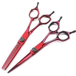 Haar Snijden Schaar, 6 Inch Hoogwaardige Rode Rvs Dunner Snijden Haar Salon Schaar Kapper Haar Cutter Set, Q