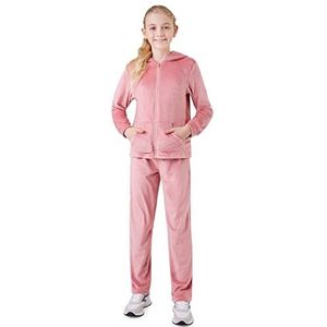 CityComfort Trainingspak voor meisjes, 2-delige velours hoodie en trainingsbroek, loungeset, roze, 9-10 jaar