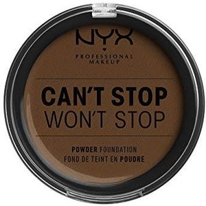 NYX Professional Makeup Can't Stop Won't Stop Full Coverage Powder Foundation, matte afwerking, glanscontrole, langdurig, veganistische formule, kleur: walnoot