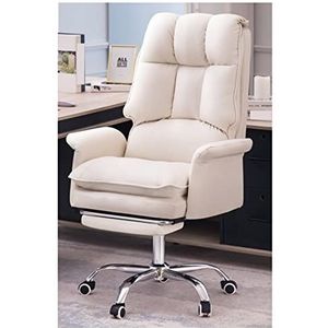 Computer Stoel Bureaustoel Werkstoel Office Gaming Fauteuil Stoel Hoge Rugleuning Bureaustoel Executive Computer Draaistoel Ergonomisch Met Voetsteun Directiestoel Bureaustoelen (Color : White)