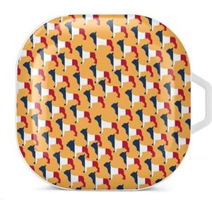 Franse Bulldog Frankrijk vlag kleuren oordopjes hoesje compatibel met Samsung hard shell beschermhoes witte stijl