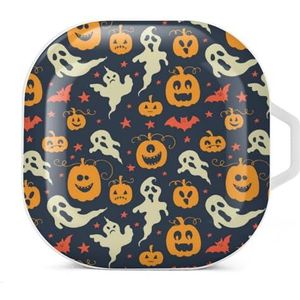 Geesten pompoenen en vleermuizen oordopjes hoesje compatibel met Samsung hard shell beschermhoes wit stijl