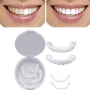 Klik op fineer tanden, 2 paar nep tanden fineer Klik in tanden Bovenste en onderste kunsttanden Klik op fineer kunstgebit Tijdelijke whitening Cosmetische tanden Bretels voor mannen vrouwen