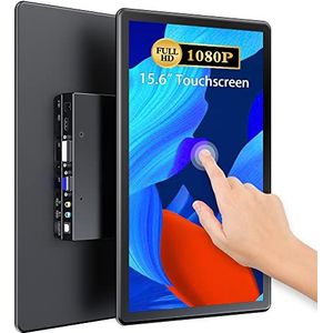 UPERFECT Draagbare Monitor Touchscreen 15,6 Inch met 2000:1 Hoog Contrast Full HD Display Geïntegreerde Standaard en DVI VGA HDMI USB B voor Laptop XBO Switch PS4/5, Tweede Scherm VESA-compatibel