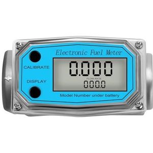 Waterstroommeter, Digitale Debietmeter Van Aluminiumlegering LCD Elektronische Brandstofmeter Debietmeter NPT-teller Benzine Methanol Water(Blue Flow Meter)