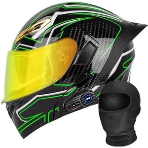 Motorfiets geïntegreerde Bluetooth helm DOT/ECE goedgekeurde motorfiets integraal opklapbare helm Motorhelm met anti-condens dubbele lens met microfoon B,L(59-60cm)