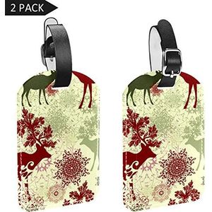 PU Lederen Bagage Tags met Rode Schedel Sjaal Bulldog Print Naam ID Labels voor Reistas Bagage Koffer met Terug Privacy Cover 2 Pack