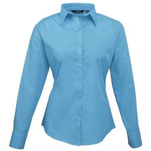 Premier Fitness dames Poplin lange blouse, turquoise, 52 NL