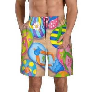 Grappige slippers slippers kunstdruk heren strandshorts zomer shorts met sneldrogende technologie, licht en casual, Wit, M