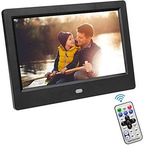 VBESTLIFE Digitale fotolijst, 7 inch HD led-beeldscherm, digitale fotolijst met wekker, MP3, MP4-filmspeler voor thuis/kantoor, (EU)