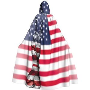 MDATT Amerikaanse vlag en hippie vrede mantel met capuchon - perfect voor Halloween en cosplay, halloweencadeau, unisex!