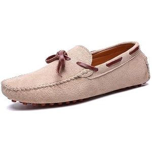 Loafers for heren Ronde neus Suède Vamp Rijden Loafers Bootschoenen Lichtgewicht Antislip Antislip Modieuze instappers (Color : Apricot, Size : 43 EU)