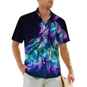 Glow in the Dark Zeemeerminstaart herenshirts korte mouwen strandshirt Hawaiiaans shirt casual zomer T-shirt XS