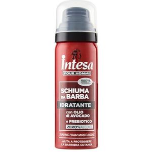 Intesa Pour Homme Vochtinbrengende baardschuim met avocado-olie en prebioticum, mini-formaat voor op reis, 50 ml