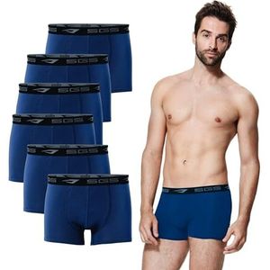 SGS Set van 6 bamboe boxershorts voor heren, ideale sportonderbroeken voor dagelijks gebruik en sport, zacht, elastisch ondergoed voor heren, zwart, maat M tot XXL, Donkerblauw, L