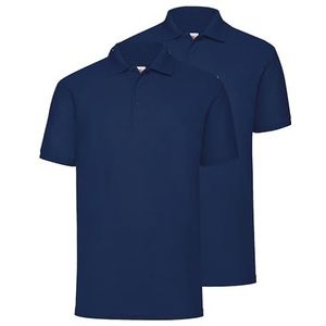 Fruit of the Loom Dubbelpak 65/35 Polo + gratis MyShirt gymtas, Navy + Myshirt gymtas, 3XL