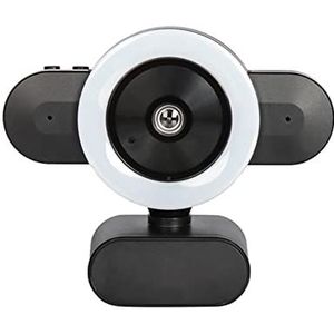 Videoconferentiecamera HD 2K Webcam met autofocus 3-kleuren ringlicht webcamera met microfoon for Pc Computercamera webcam for streaming voor grote vergaderruimtes