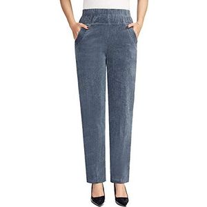 Bigassets Dames winter fleece gevoerde broek stretch rechte pijpen broek, Blauw, M