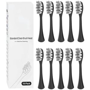 10 stuks borstelkoppen, compatibel met Oclean Flow, X Pro (zwart), reserve- en opzetborstels