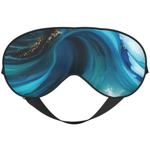 Turquoise Blauw Goud Marmer Print Stijlvol Oogmasker Lichtgewicht Reizen Yoga Nap Meditatie Camping Werk Ontspanning