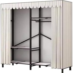 Opvouwbare kast met stoffen hoes Kledingkast Draagbare kledingkast Kast Metalen ijzeren frame Kasten voor slaapkamer Grote kast